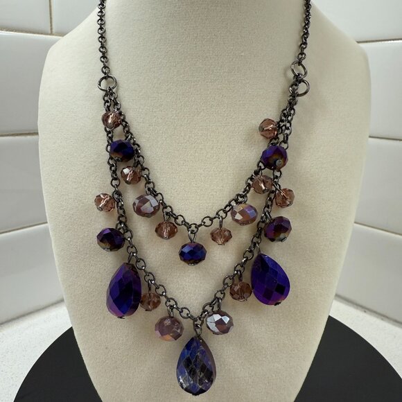 Vintage Double Strand Faceted Bead Necklace - Picture 4 of 5